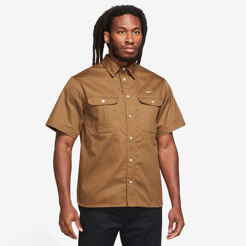 SS Woven Skate Button Up Ale Brown Coconut Milk