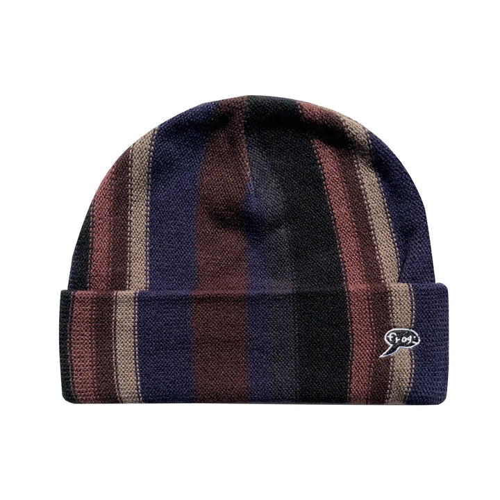 Vertical Stripe Beanie Navy Grey