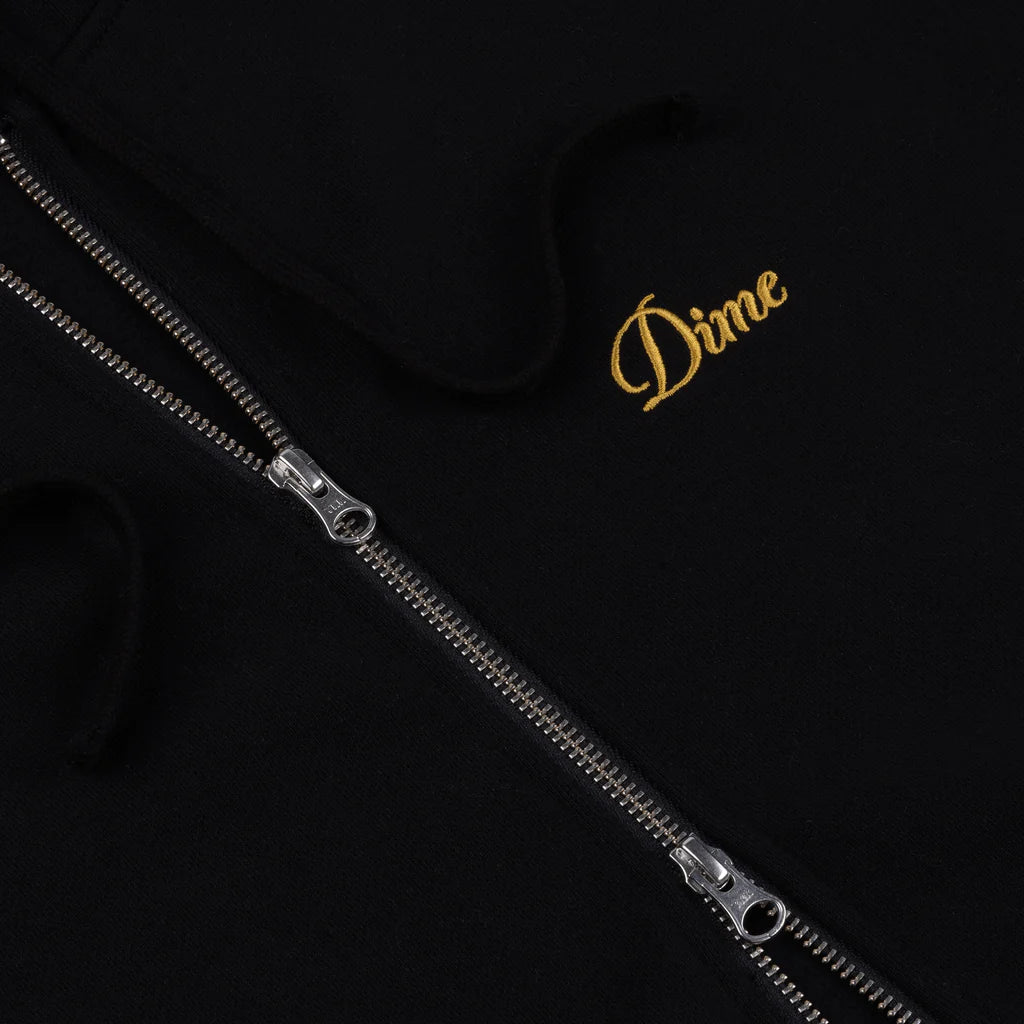 Cursive Small Logo Zip-Hoodie Black