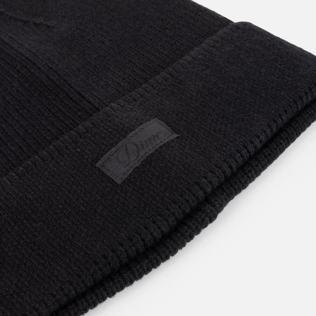 Cursive Rib Beanie Black