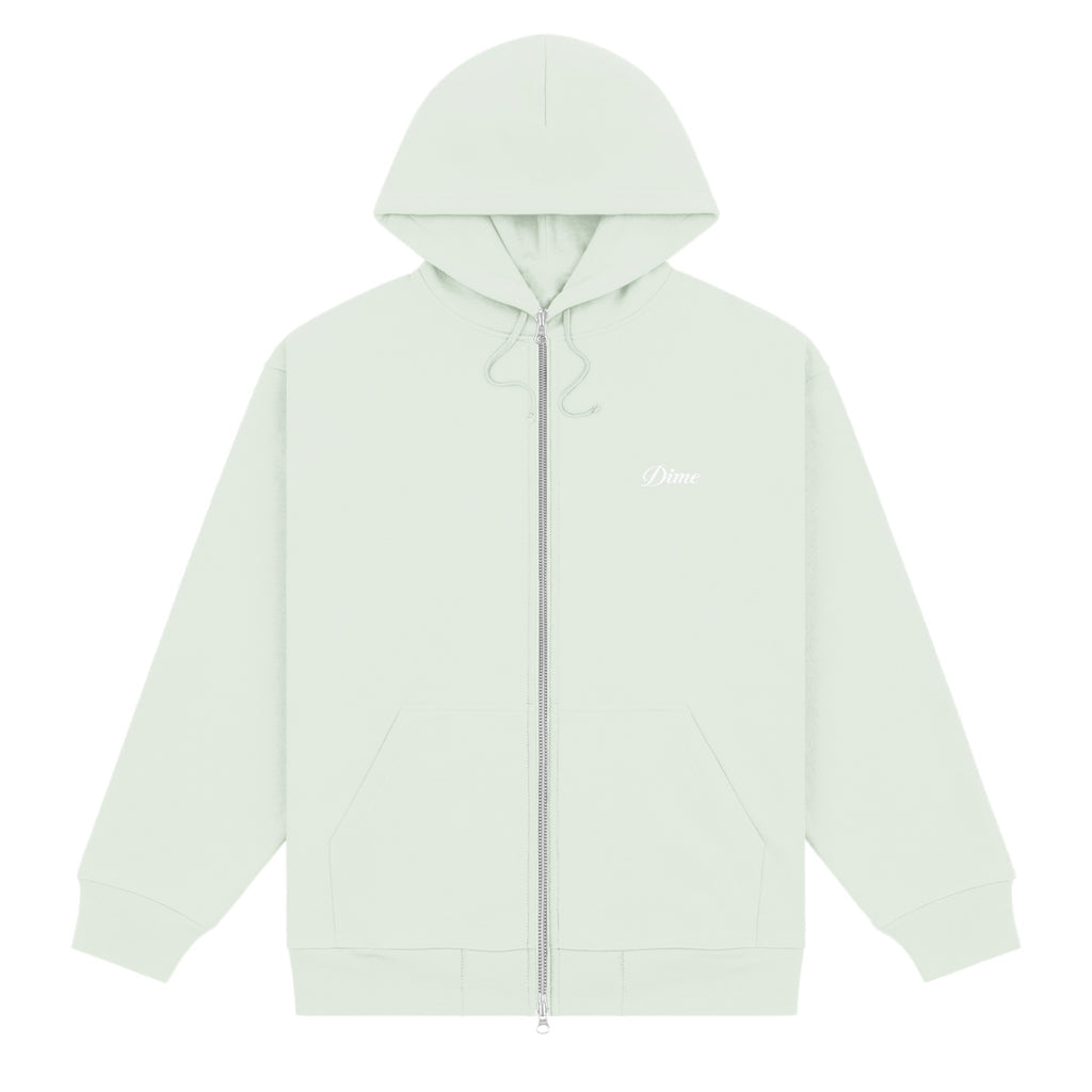 CURSIVE SMALL LOGO ZIP HOODIE MINT