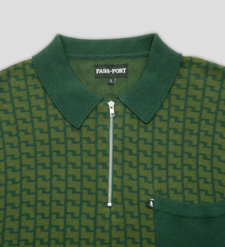 PassPort Drain Knit Polo Forest Green