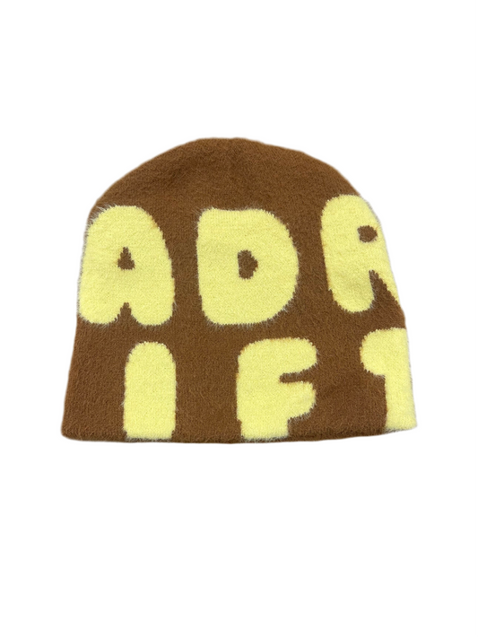Adrift Bubble Letter Beanie Brown