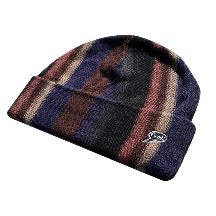 Vertical Stripe Beanie Navy Grey