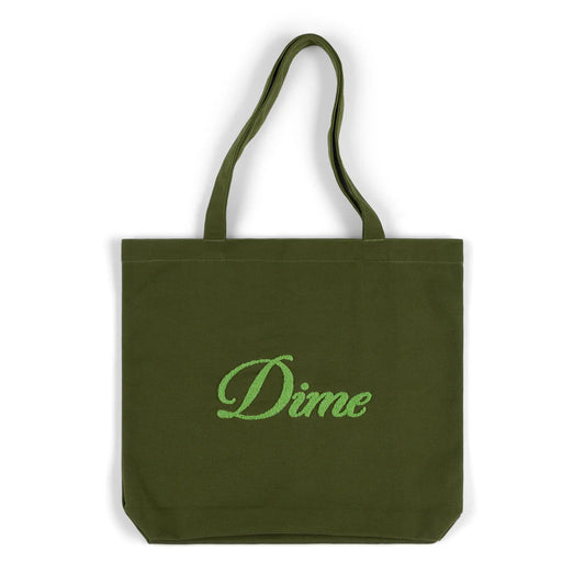 Cursive Chenille Tote Bag Grass