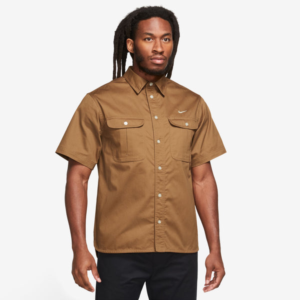 SS Woven Skate Button Up Ale Brown Coconut Milk
