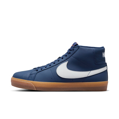 NIKE SB ZOOM BLAZER MID NAVY WHITE NAVY GUM LIGHT BROWN