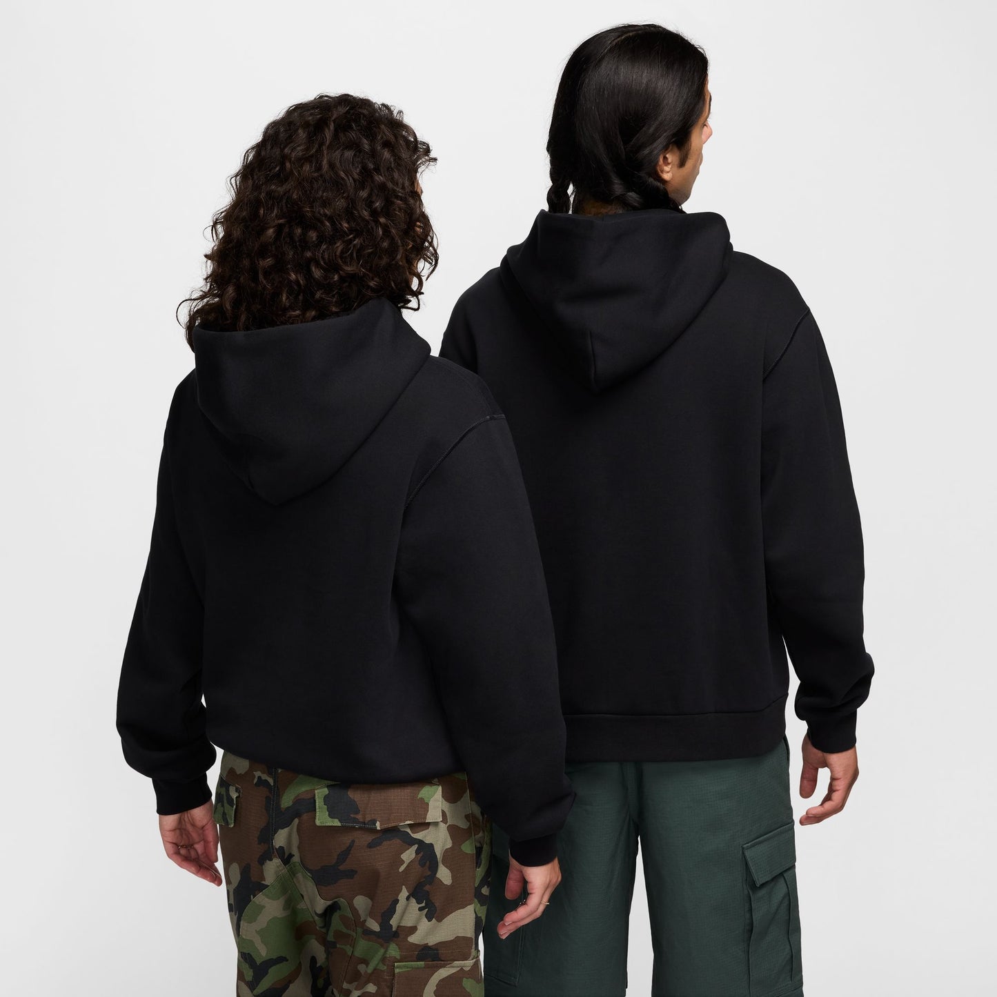 Fleece Pullover Skate Hoodie Black White