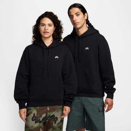 Fleece Pullover Skate Hoodie Black White