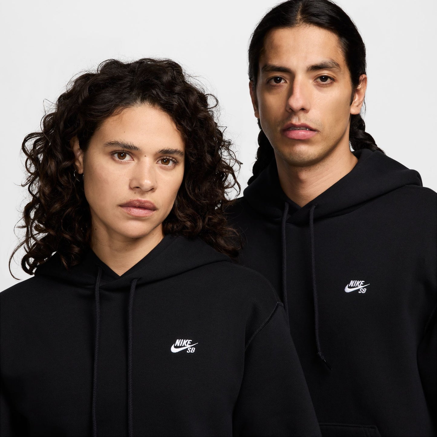 Fleece Pullover Skate Hoodie Black White