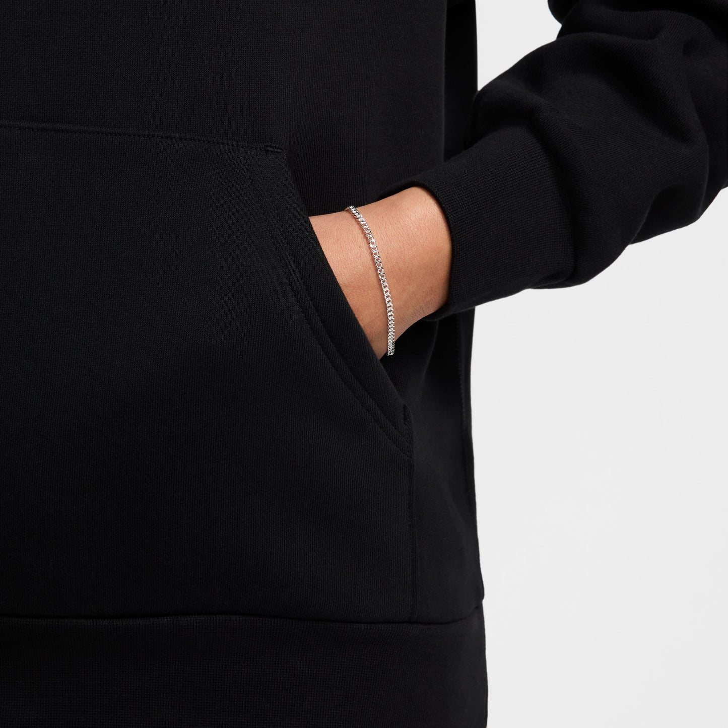 Fleece Pullover Skate Hoodie Black White