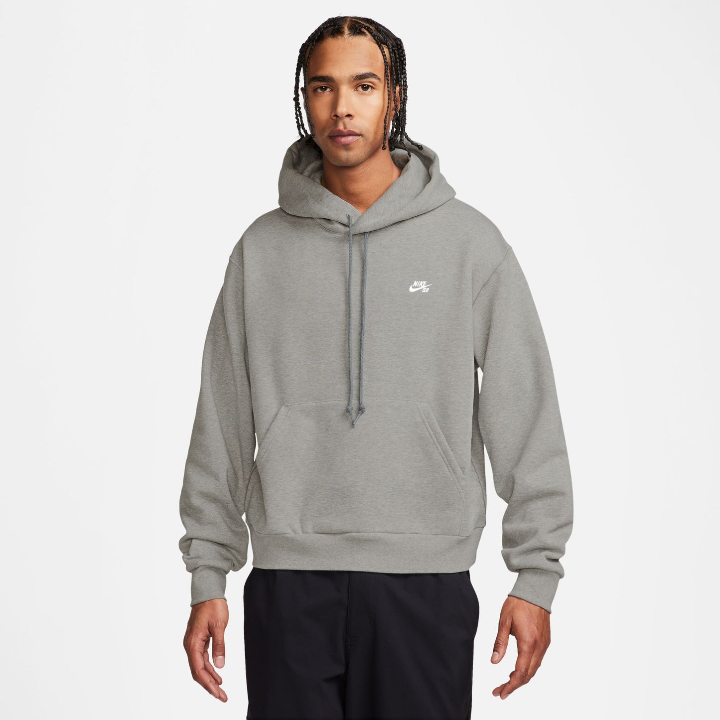 Nike SB Fleece Pullover Skate Hoodie DK GREY HEATHER WHITE