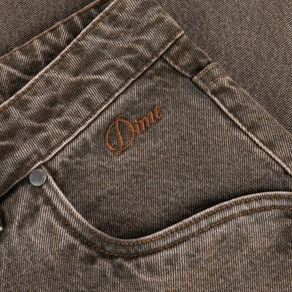 Baggy Denim Pants Sandblasted brown