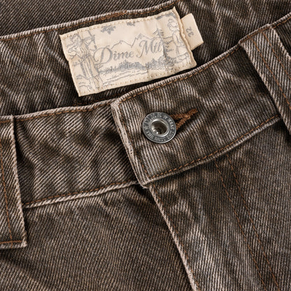 Baggy Denim Pants Sandblasted brown