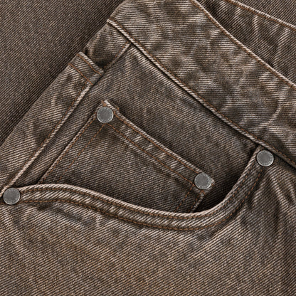 Baggy Denim Pants Sandblasted brown