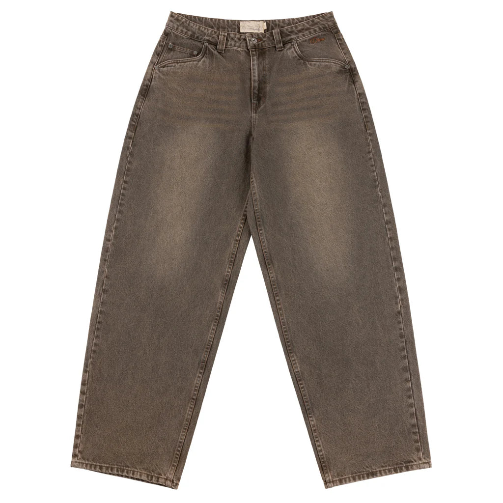 Baggy Denim Pants Sandblasted brown