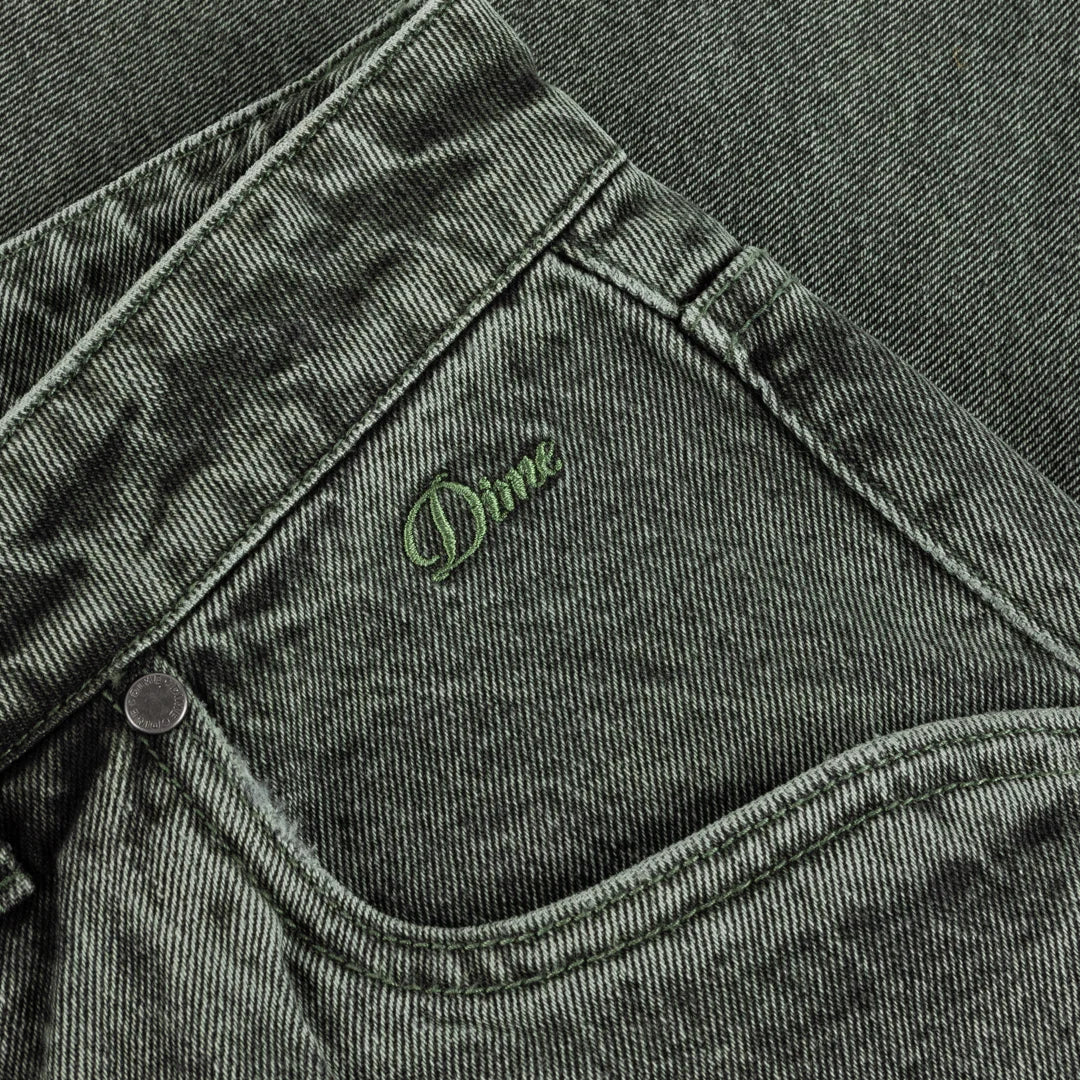 Baggy Denim Pants  Overdyed Green