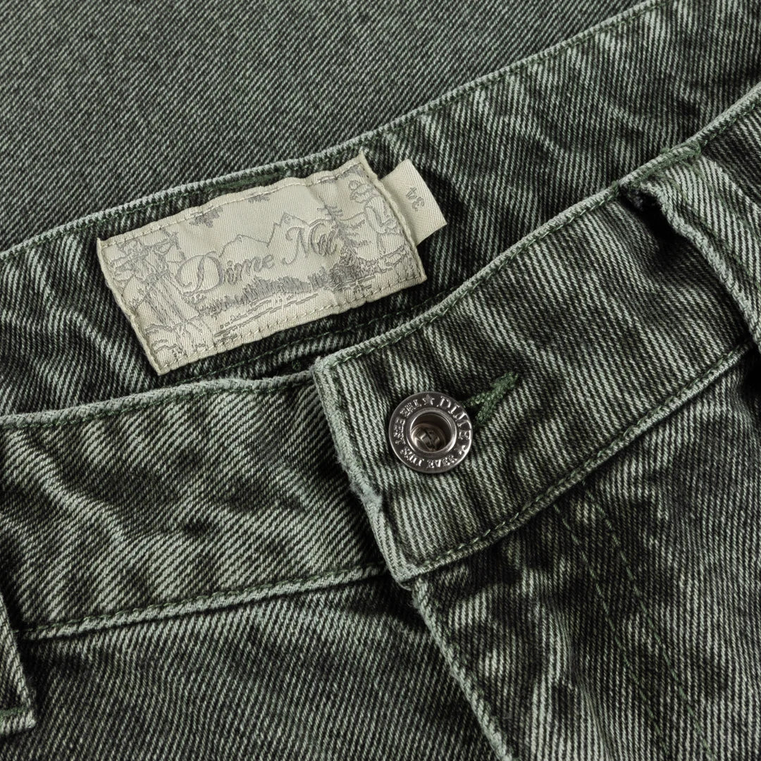 Baggy Denim Pants  Overdyed Green