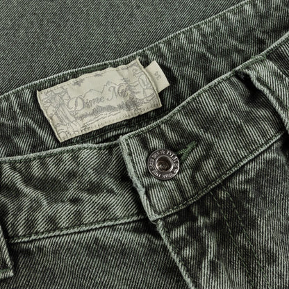 Baggy Denim Pants  Overdyed Green
