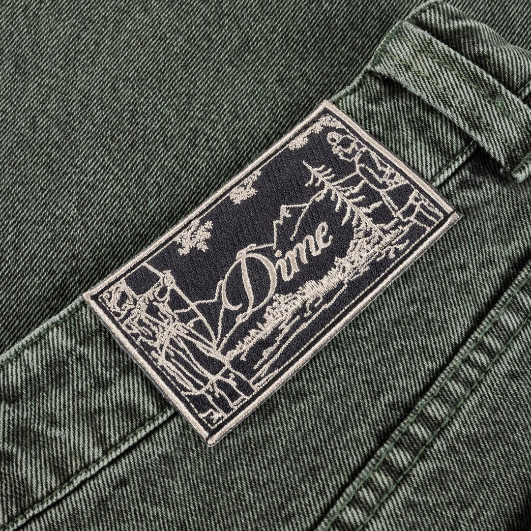 Baggy Denim Pants  Overdyed Green