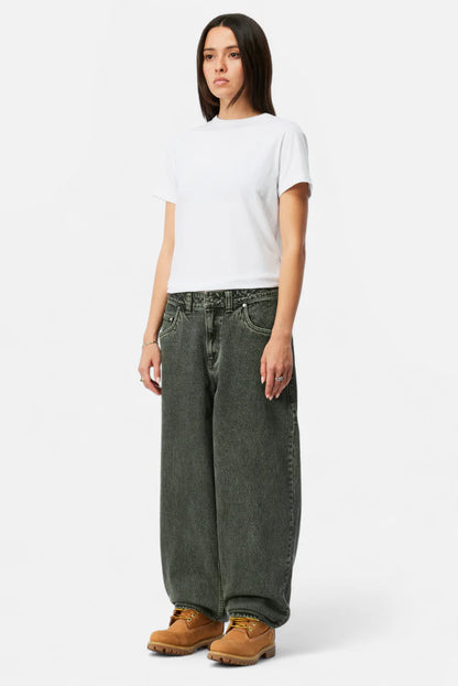 Baggy Denim Pants  Overdyed Green