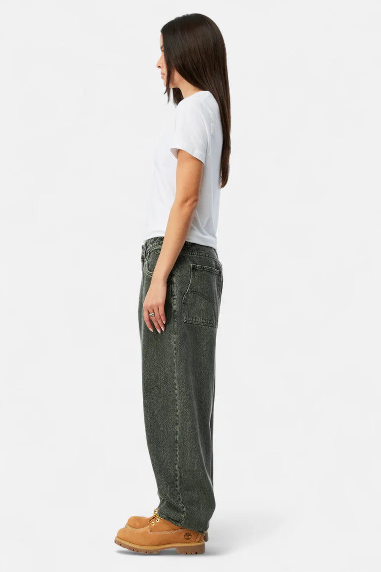 Baggy Denim Pants  Overdyed Green