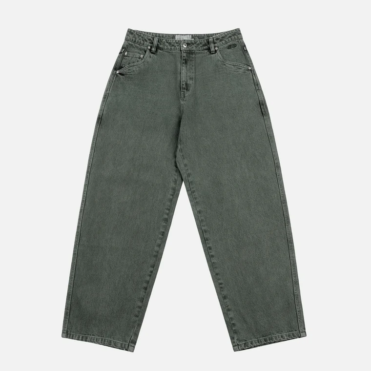 Baggy Denim Pants  Overdyed Green