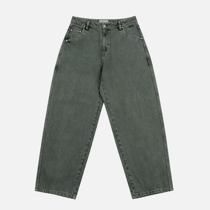 Baggy Denim Pants  Overdyed Green