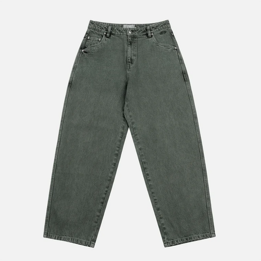 Baggy Denim Pants  Overdyed Green