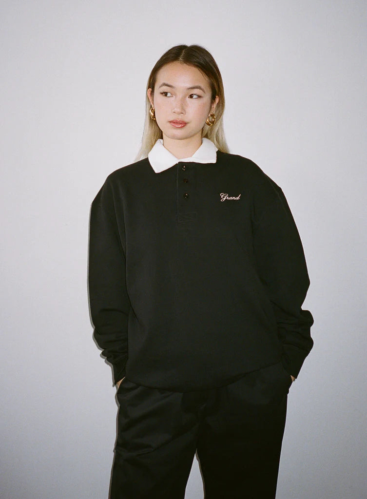 COLLARED SWEATSHIRT BLACK WHITE