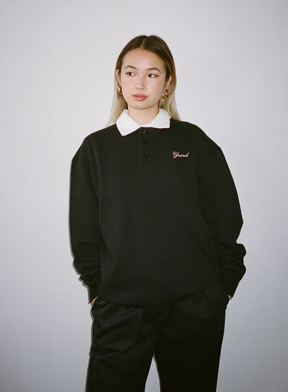 COLLARED SWEATSHIRT BLACK WHITE