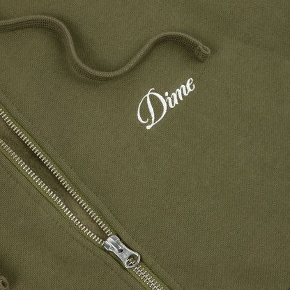 CURSIVE ZIP-HOODIE Dark olive