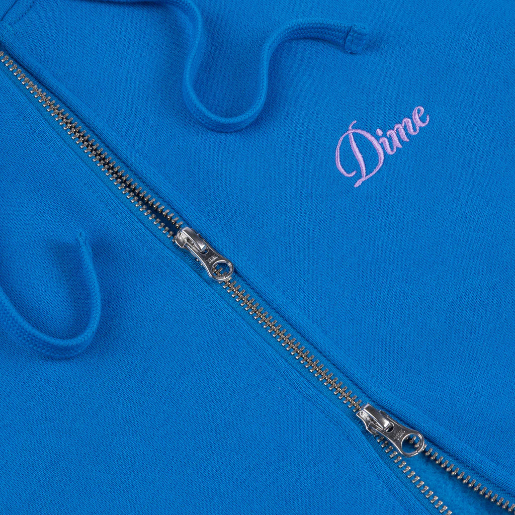 Cursive Small Logo Zip-Hoodie Cobalt