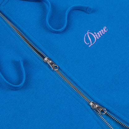 Cursive Small Logo Zip-Hoodie Cobalt