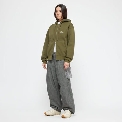 CURSIVE ZIP-HOODIE Dark olive