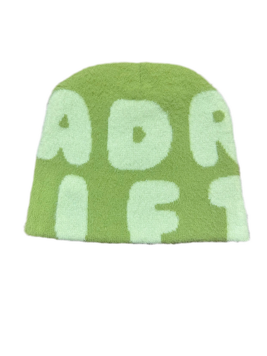 Adrift Bubble Letter Beanie Lime