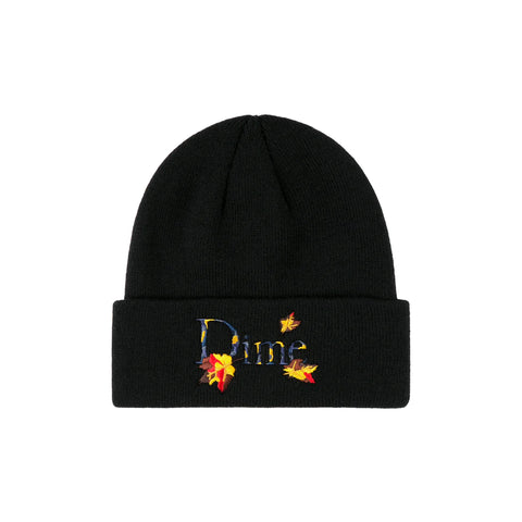 Classic Leafy Fold Beanie Black