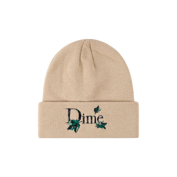 Classic Leafy Fold Beanie Light Beige