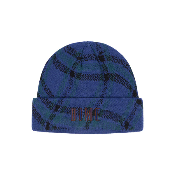 Wavy Plaid Cuff Beanie Teal