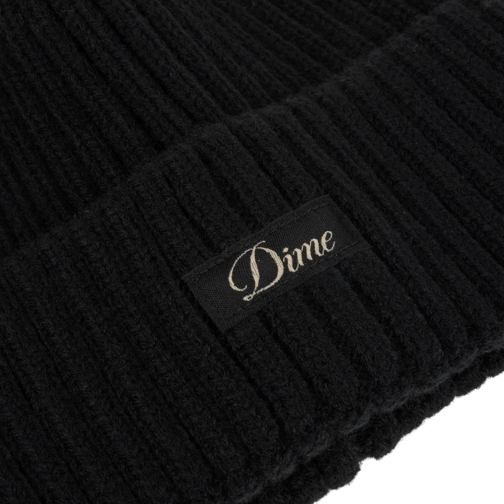Cursive Rib Beanie Black
