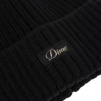 Cursive Rib Beanie Black