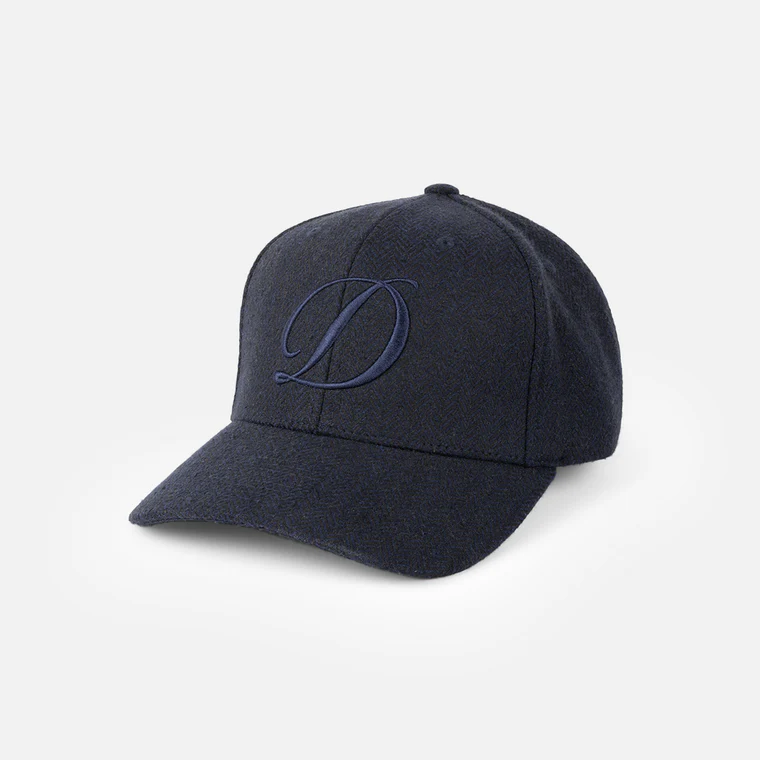 D Full Fit Cap  Herringbone Navy