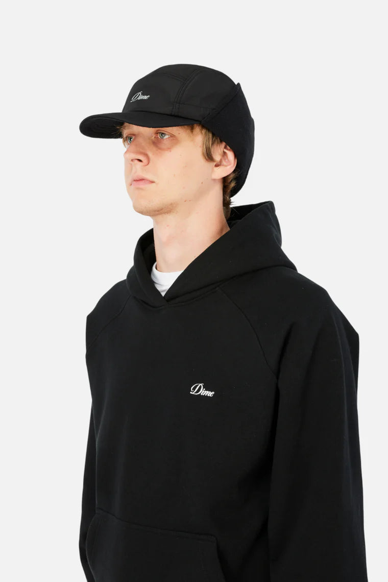 Cursive Earflap Cap  Black