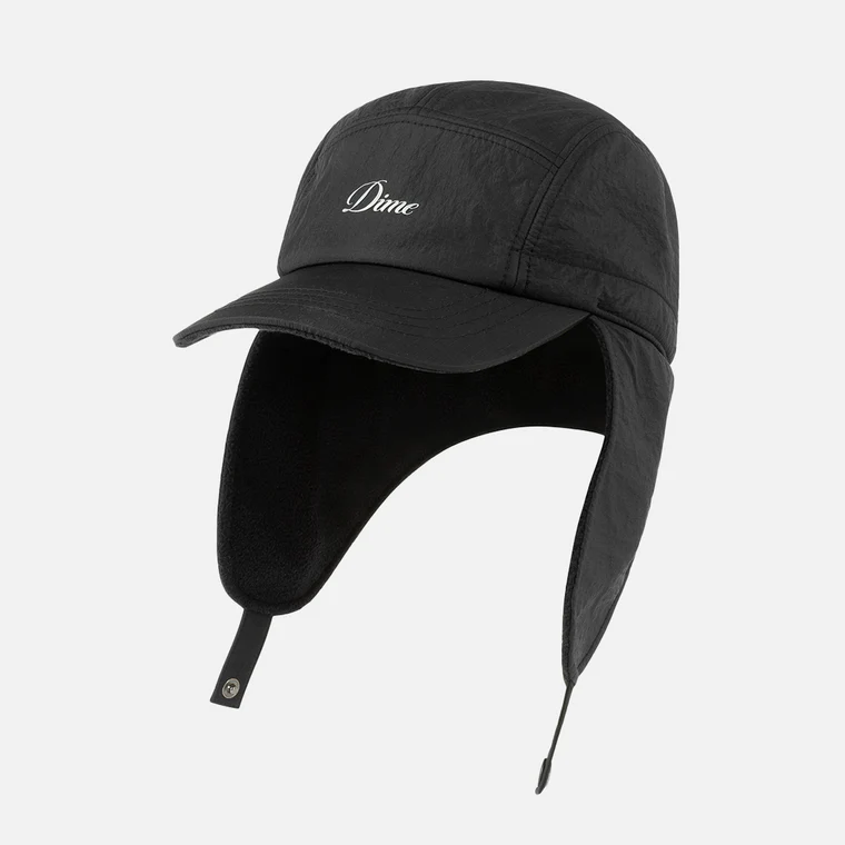Cursive Earflap Cap  Black