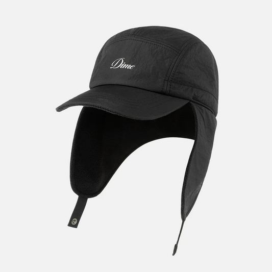 Cursive Earflap Cap  Black