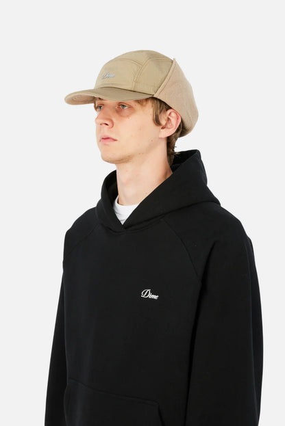 Cursive Earflap Cap  Tan