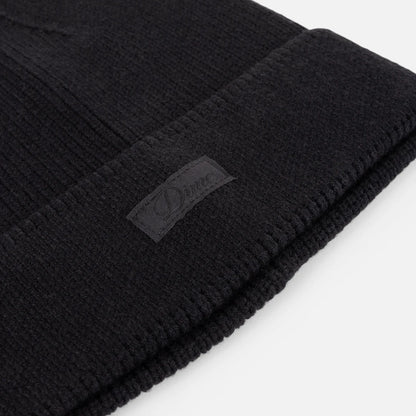 Cursive Rib Beanie  Black