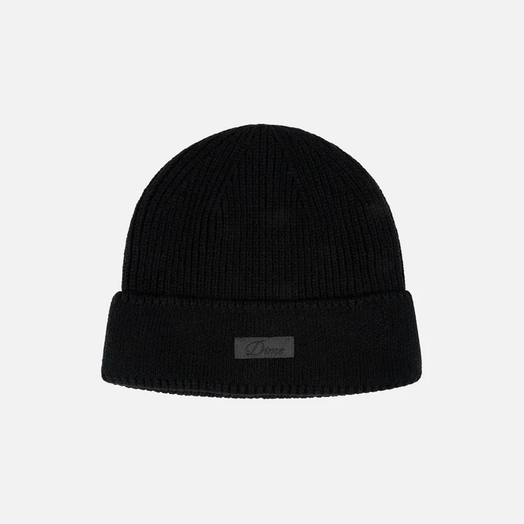Cursive Rib Beanie  Black