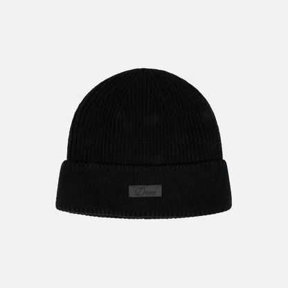 Cursive Rib Beanie  Black