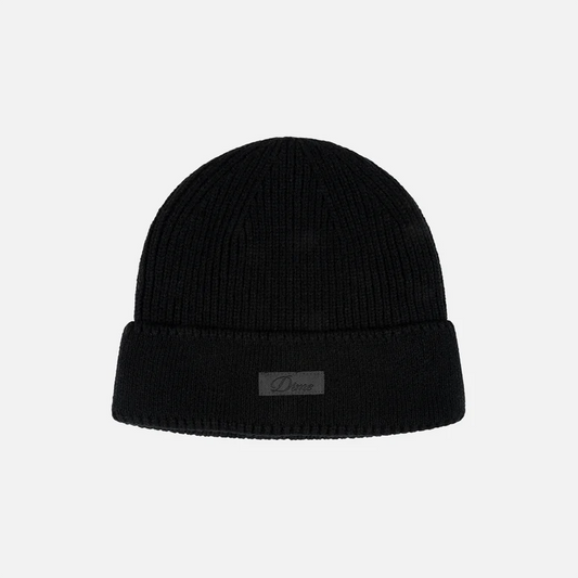 Cursive Rib Beanie  Black